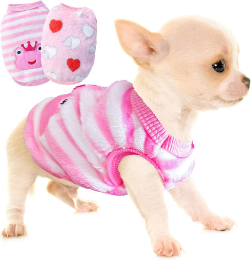2 Pieces Dog Sweater for Small Dogs, Xmas Chihuahua Sweater, Warm Winter Clothes for Extra Small Pets