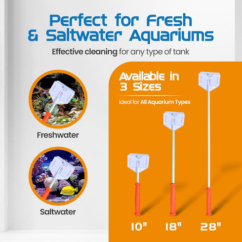 (28 FLIPPER Platinum Hand Algae Scraper Aquarium Glass and Acrylic Cleaner with Precision Scraper Design, Fish Tank