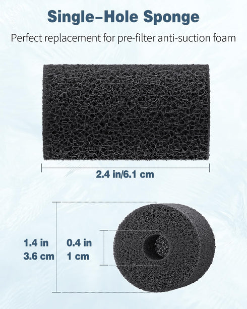 Pawfly 6 Pack Pre-Filter Sponge, Aquarium Filter Sponge 0.4" Intake Foam Roll for Small Fish Tank Accessories