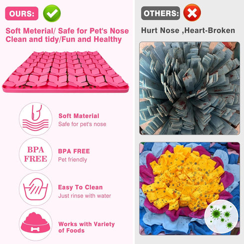 Snuffle Mat for Dogs, 16“x16”, Premium Silicone Interactive Feed Game for Large Dogs, Encourages Natural Foraging Skills