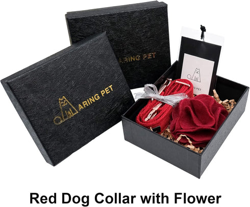 ARING PET Velvet Dog Collar, Comfortable Adorable Christmas Collar with Felt Flower for Small Medium Large Dogs