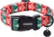 DOGWONG Christmas Cotton Dog Collar, Red Green Stripe Durable Soft Fabric Collar for Small Medium Large Dogs