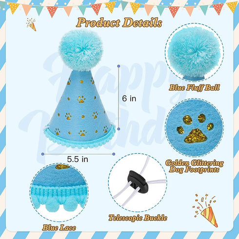 Mihachi Dog Birthday Party Supplies - Bandana and Hat with Number, Triangle Scarf for Decoration Gift for Small Medium
