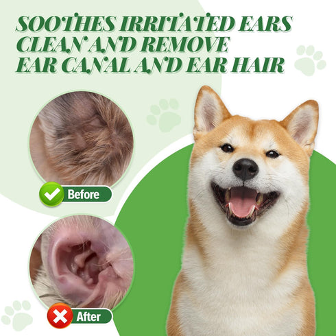 Set 30g Trimmer 5.5in Dog Ear Powder Hair Removal KitSafe Grooming with Ear Powder, LED Silent & Tweezers All-in-One