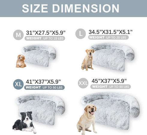Tinaco Luxurious Calming Dog/Cat Bed Mats, Washable Removable Couch Cover, Waterproof Lining, Gradient Gray, XL