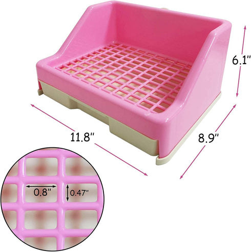 kathson Rabbit Litter Box Trainer Small Animal Potty Corner Toilet with Drawer Pet Cage Pan Litter Bedding Box
