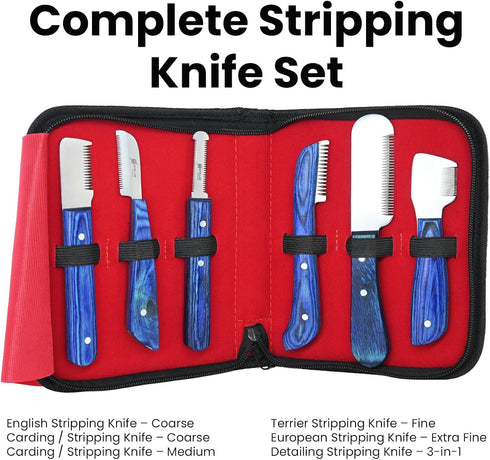 Stellar Shears Set 6-Piece Dog Grooming Stripping Knife Stainless Steel Hand Stripping Tools with Wooden Handles