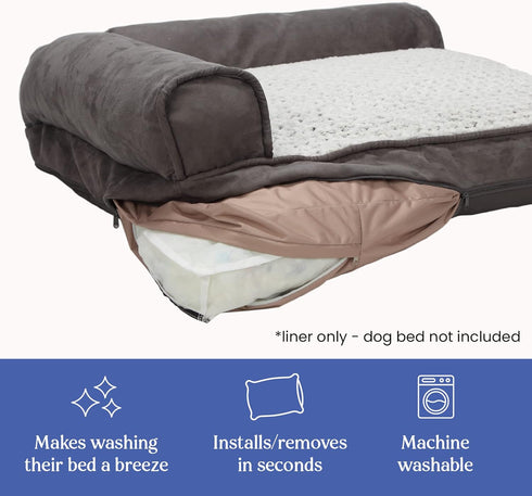 Dog Bed Liner, Premium Durable Waterproof Heavy Duty Machine Washable Material, Large, Tan