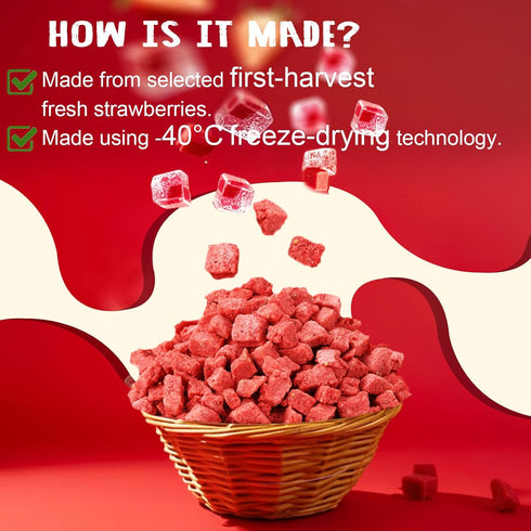 16 Oz/1lb Freeze Dried Strawberries Pieces, Resealable Bucket Dehydrated Strawberry - Premium Dried Fruit Bulk No Added
