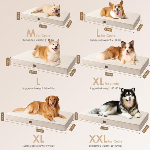 EHEYCIGA Orthopedic XL Dog Bed for Extra Large Dogs with Removable Washable Cover, Camel, 44x32