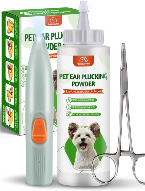 Dog Ear Powder Hair Removal KitSafe Grooming Set with 30g Ear Powder,