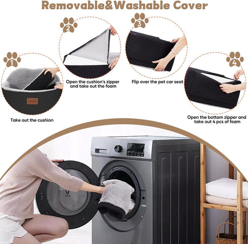 WarmInsula Dog Car Seats for Small Dogs, Detachable Dog Booster Car Seat with Storage Pockets Safety Belt, Pet Booster