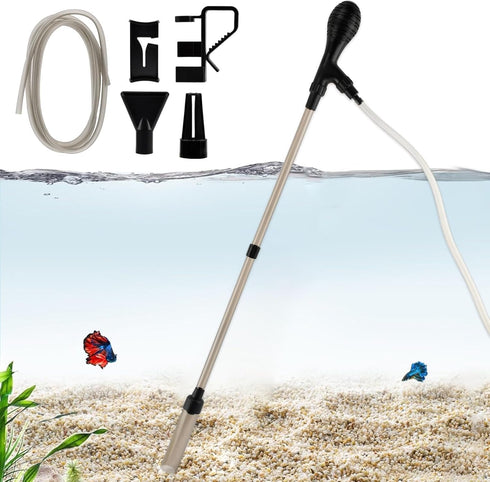 Waylenbo 80GPH 5-80 200cm Small Fish Aquarium Gravel Cleaner Kit - Manual Strong Suction Gravel Vacuum for Aquarium