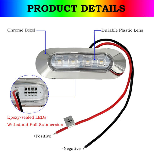 3.8 12V (4Pcs) Marine Boat Interior Lights, Waterproof RGBW Boat Deck Courtesy Light, Stern Anchor Navigation Lamp
