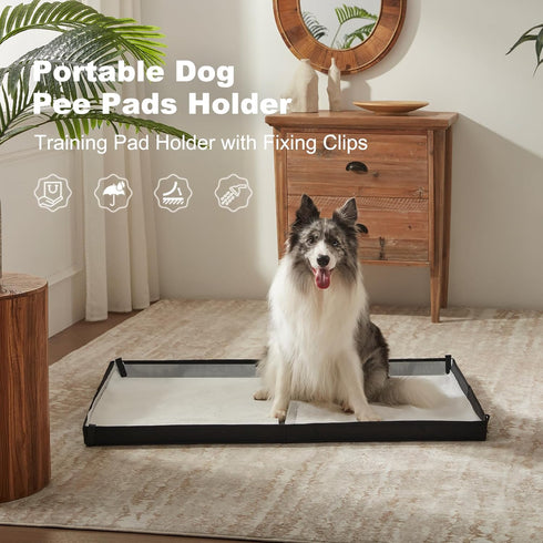 HQ4US 4LEGS 33''x23'' Large Portable Dog Pee Pads Holder for Travel, Puppy Pad Holder Foldable Liner Base Training Pad