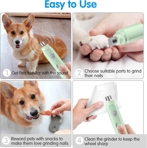 Dog Nail Grinder, 2-Speed Rechargeable Nail Trimmers for Large, Medium & Small Dogs, Quiet Grooming Tool for Cats