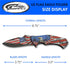 SZCO Supplies 8.75" USA Eagle Flag Assisted Open Folding Knife with Pocket Clip, Red White Blue