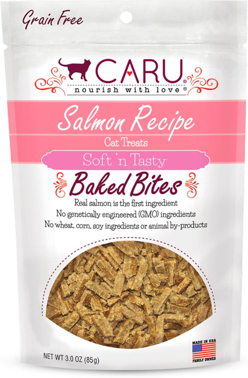 CARU Soft ‘n Tasty Baked Bites, Salmon Bites Cat Treats - Flavorful All-Natural Treats, 3 oz