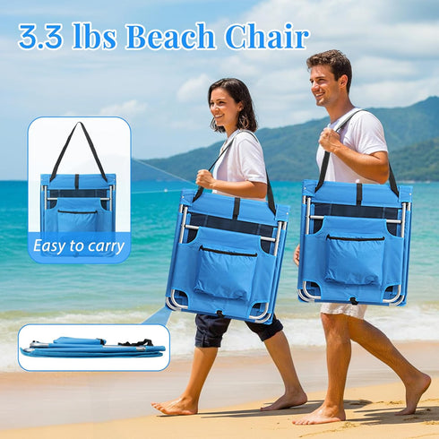 Ynredee Backpack Beach Chairs,Beach Mat Lounge Chair for Adults,Portable Lightweight Lounge Mat with Back,Adjustable