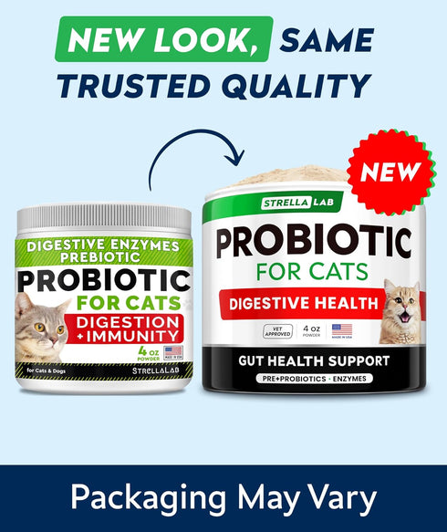StrellaLab Cat Probiotic Powder, Easy to Mix Digestive Support for Indoor Cats, Health Supplies Food Supplement, 4 oz