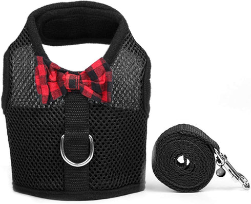 Rypet Soft Mesh Animal Harness and Leash - No Pull Comfort Padded Vest with Safe Bell for Small Pet (Black M)