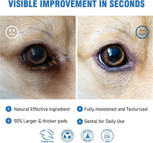 Dog Eye Wipes, Tear Stain Remover for Dogs, 100 Ct, Mild Ingredient, Texturized & Presoaked Pet Eye Cleaner