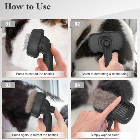 Self Cleaning Slicker Brush for Dogs & Cats: Grooming Brush for Shedding, Skin Friendly Pet Supplies
