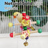 FALESHOS 2 Pcs Parakeet Toys, Natural Wood Spinner with Bells, Hanging Cage Accessories for Small Moderate Birds