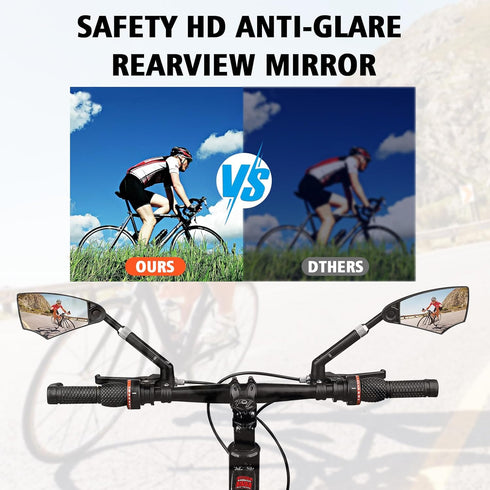 Retractable Bike Handlebar Rear View Mirrors 2 Pack - 360° Adjustable Anti-Glare Glass Lens for Bicycle
