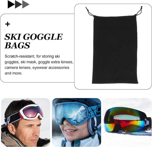 Homoyoyo 10PCS Sunglass Case, Microfiber Bag for Ski Goggles, Ski Mask Storage Pouch with Draw String