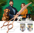 Rose Gold Titanium Curved Dog Grooming Scissors 7'' - Downward 30°, Professional Pet Trimming Shears