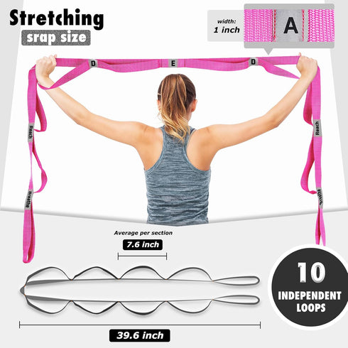 Stretching Strap,Non-Elastic Yoga Straps Stretch Band with Letters & Remarks10 Loops for Physical Therapy,Exercise, Pilates, Dance,Gymnastics by LXLOVESM
