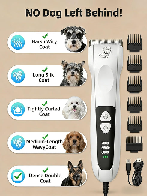 AERFGDE 2026 New Upgrade Dog Cat Rabbit Clippers Grooming Kit for Heavy Thick Hair&Coats,Low Noise Heavy Duty Cordless