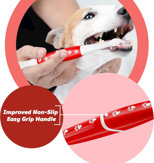 (Pack 2(Pink Pet Toothbrush for Dogs, Cats with Soft Bristles - Easy Teeth Cleaning & Dental Care, Non Slip Dual Head