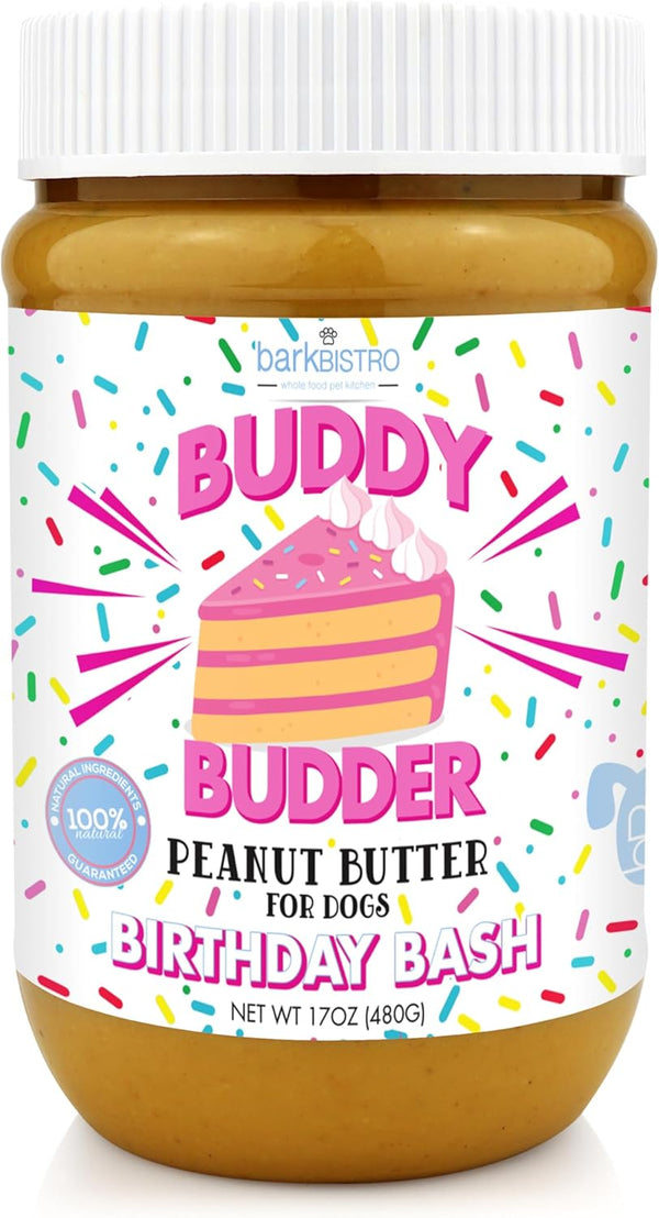 BUDDY BUDDER Birthday Bash, 100% Natural Dog Peanut Butter, Healthy Dog Peanut