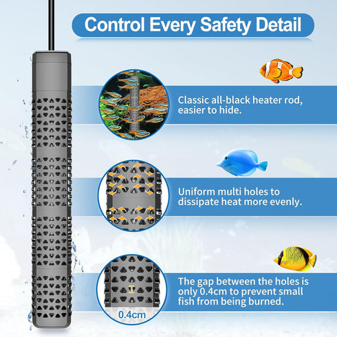 HiTauing 300W/500W Aquarium Heater, Upgraded Fish Tank Heater with Intelligent Temperature Control