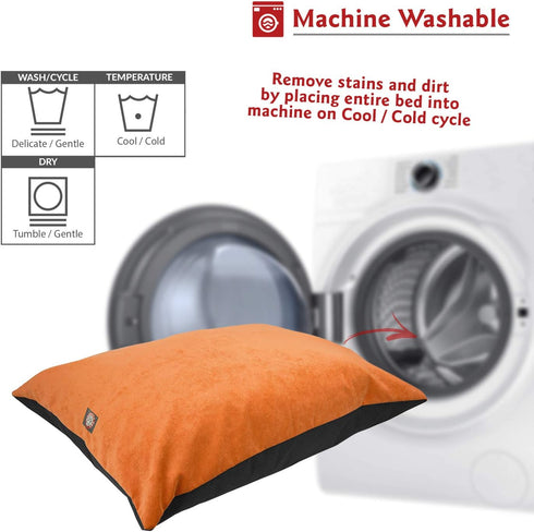 Majestic Pet Large Rectangle Dog Bed, 46 x 35 Inch Villa Orange, Washable Non Slip Comfy Pet Bed for Sleeping