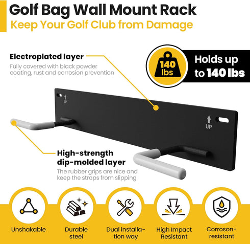 Wall Mounted Golf Bag Storage Rack, Organizer for Garage, Hangers/Holder/Hook, Golf Storage System & Accessories