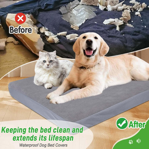 Dog Bed Covers Replacement, 100% Waterproof Washable Grey, 2 Pack 27" x 36" M