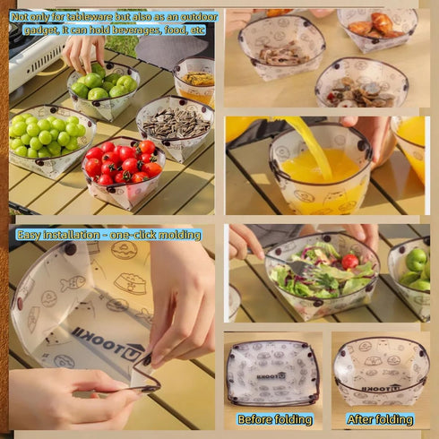 Hympuae 3 Set, Ultra Light Portable Collapsible Outdoor Cutlery Piece Foldable Plate,Bowl,Cup,Easy To Clean