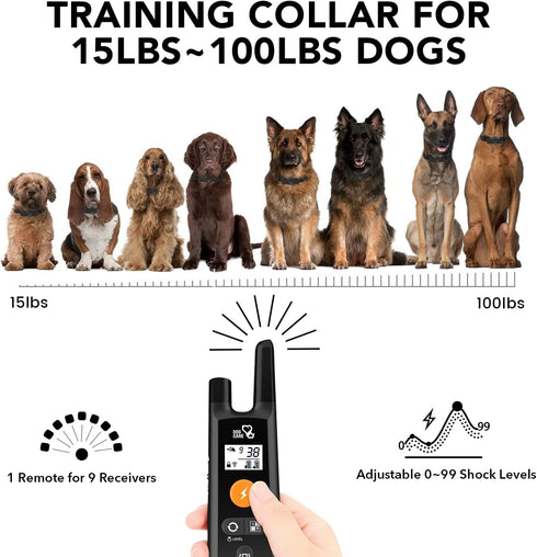 DOG CARE Dog Training Collar with Remote, 1800FT Rechargeable Dog Bark Collar with Beep Vibration Shock Modes, Rainproof