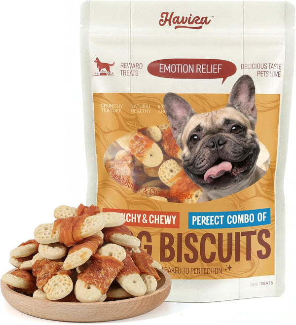 Havira Chicken Wrapped Biscuits Dog Treats, 16oz Crunchy Training Treats for Dogs,