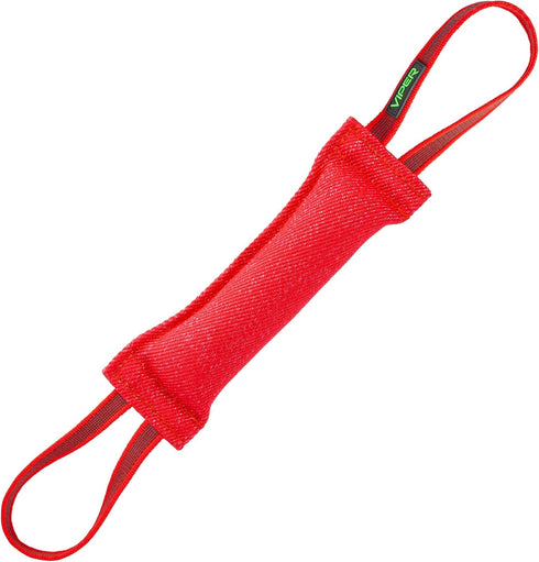 Viper Synthetic K9 Tug Toy Reward with Two Handles for Adult Dogs & Puppies, Ruberized Handles, Red, 12" x 2"