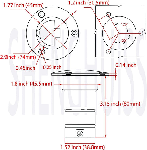 SHENGHUISS Boat Deck Fuel/Gas/Water/Waste Fill/Filler Tank Key, Marine 316 Stainless Steel Deck Filler for Yacht Caravan