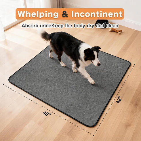 48x48 inch Washable Pee Pads for Dogs, Extra Large Reusable Dog Pee Pad, Waterproof Pet Mat, Dog Playpen Mats for Puppy