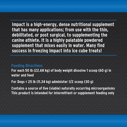 Annamaet Impact High-Energy Dense Nutrition Supplement for Dogs - 1 lb Helps Support Healthy Weight in Canine Athletes,