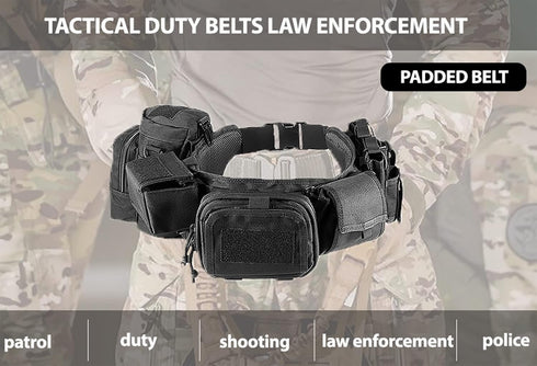 YAKEDA 5 in 1 Duty Belts, Tactical Utility Belt with Pouches for Law Enforcement