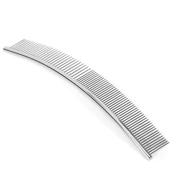 EVTSCAN Pet Grooming Comb, Curved Stainless Steel Knot Comb for Dogs, Poodle Grooming Deshedding Tool, 1PCS