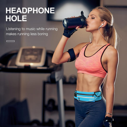 Jueachy Waterproof Running Belts for Women, Adjustable Fanny Pack Waist Pouch with Phone Holder & Headphone Port