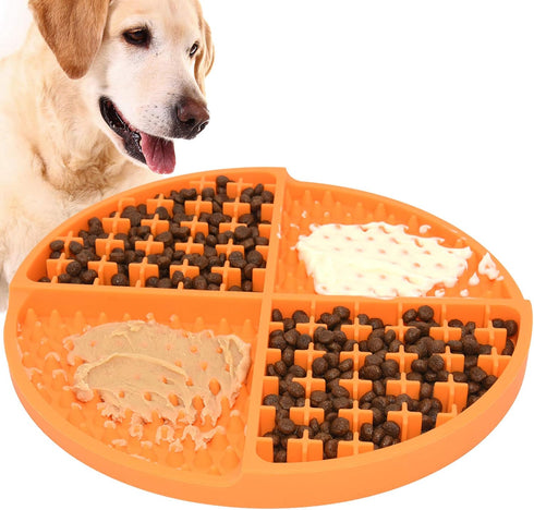 Bangp Licking Mat for Dogs and Cats - Heavy-Duty Puzzle Mat for Boredom Anxiety Reduction, Perfect for Treats (Orange)